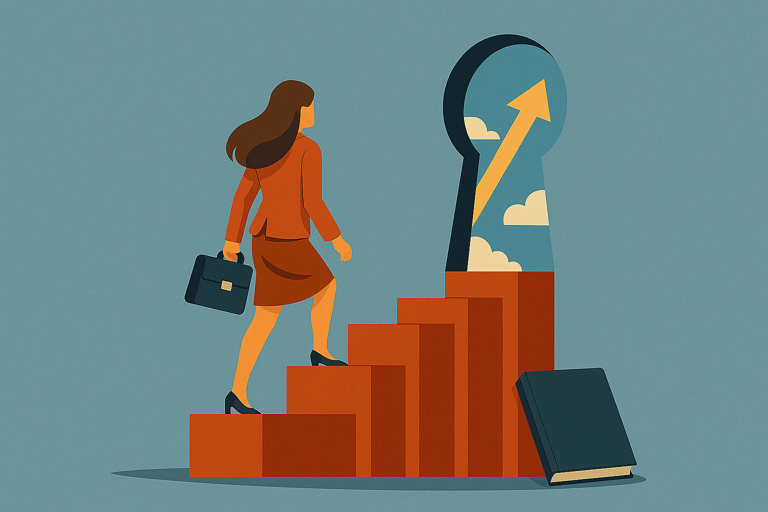 Illustration of a person reaching for a golden key beside them, representing motivation and entrepreneurial growth.